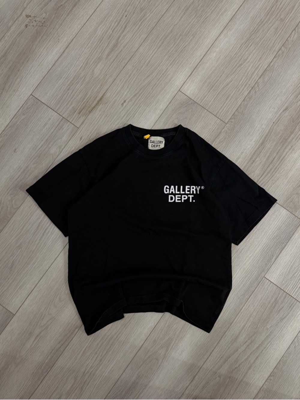 Gallery Dept Black Tee with White Chest Logo